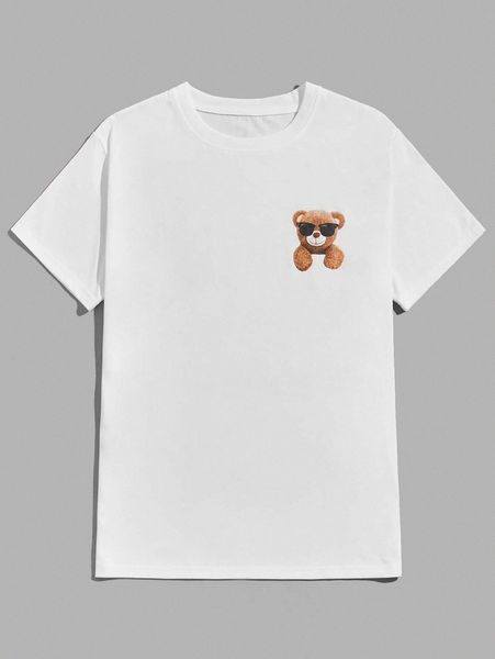 

romwe guys cartoon bear graphic tee 374y#, White;black