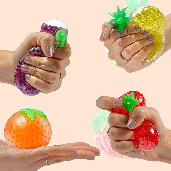 Zappelspielzeug Dekompression Extrusion Finger Spielzeug TPR Fruit Trauben Tomate Ananas Perlen Weiche Bubble Ball Penching Music Entlüftung Angstzustände