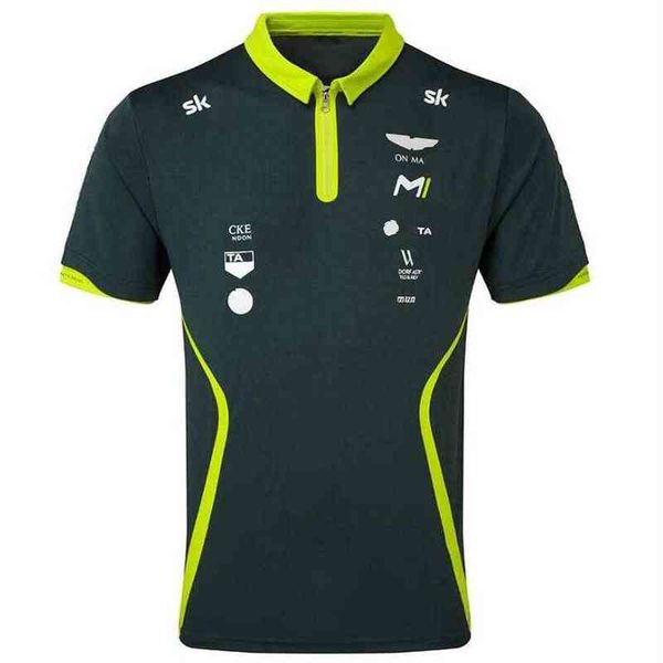 

2021 season team lapel polo shirt f1 racing suit short sleeve t-shirt car overalls2563, White;black