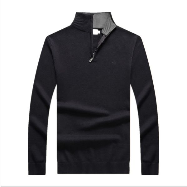 

classical men's sweater knitted designer luxury pullover sweater half turtleneck zipper crocodile embroidery, White;black