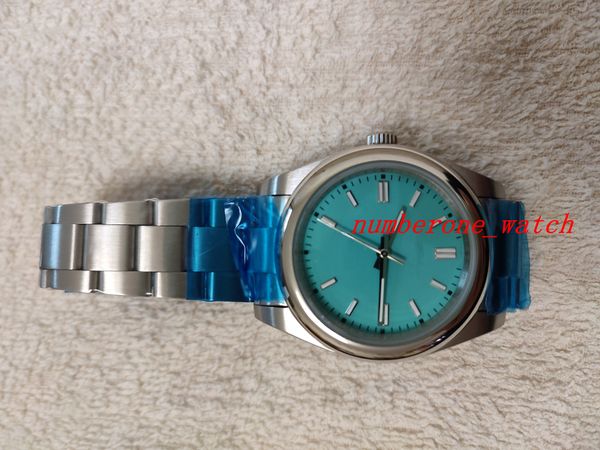 

super men watch new version watch 124300 turquoise blue dial sapphire glass 2813 automatic movement 41mm mens wristwatch watches with origin, Slivery;brown