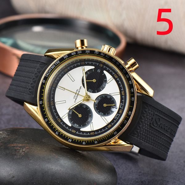 

wristwatches for men 2022 new mens watches all dial work quartz watch brand chronograph clock rubber belt men fashion ome type 1, Slivery;brown