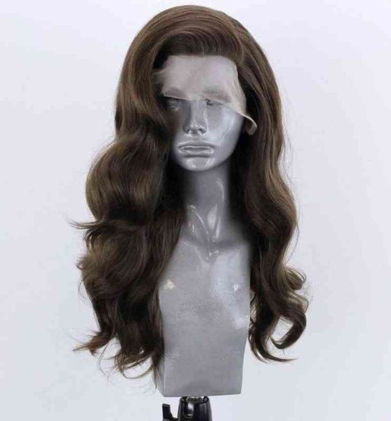 

nxy wigs women's wig wave curl chemical fiber front lace headgear long, Black