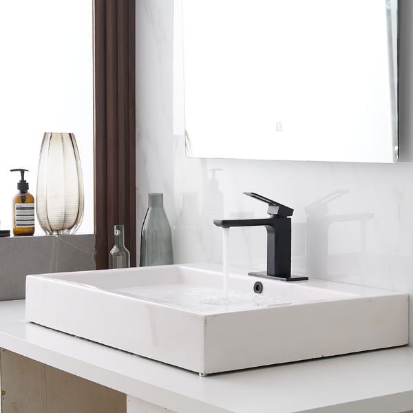 

single hole single-handle bathroom faucet in matte black