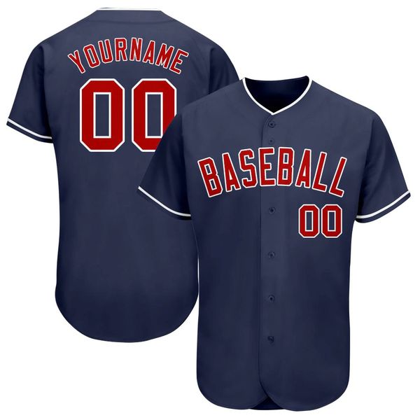 

custom navy red-white 768768 authentic baseball jersey, Blue;black