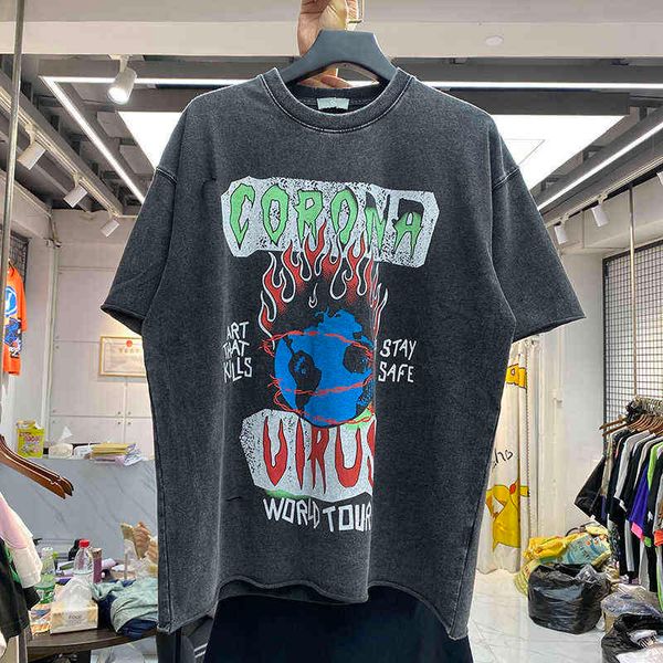 

tshirt 2022 designer t shirts gallerydept vintage wash hole short sleeve men's women's loose casual round neck trendy cotton, White;black