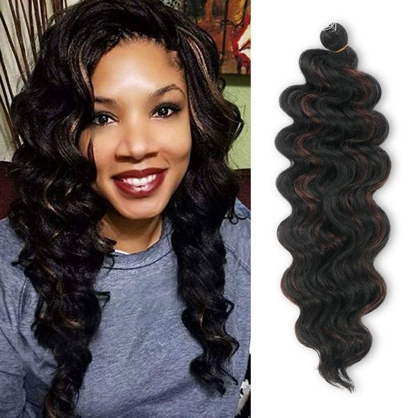 Cabelo de crochê de onda oceânica de 20 polegadas de calda de ombro de 20 polegadas de cabelo 80g/pcs onda profunda onda de ondas a granel Crochetes tranças Extensões de cabelo sintéticas para mulheres