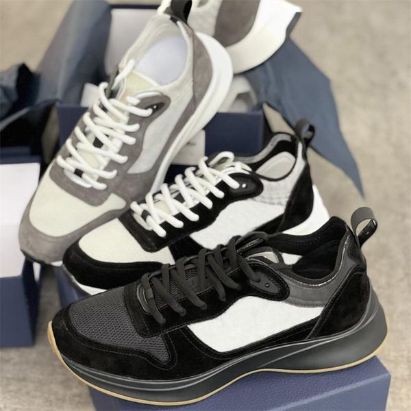 

designer shoes men b25 runner sneaker black canvas suede oblique trainers platform soft bottom causal outdoor shoes no56