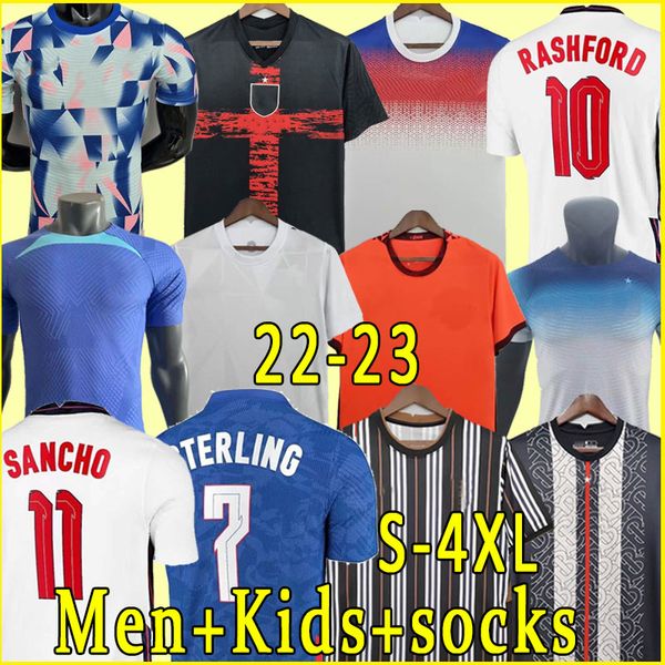 

2022 23 soccer jersey kane sterling rashford sancho grealish mount foden henderson saka national football shirt men kids kit englandes playe, Black;yellow