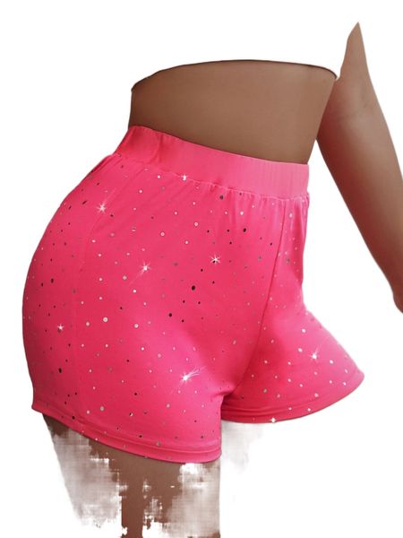 

high waist dot-sequins biker shorts i7ge#, White;black