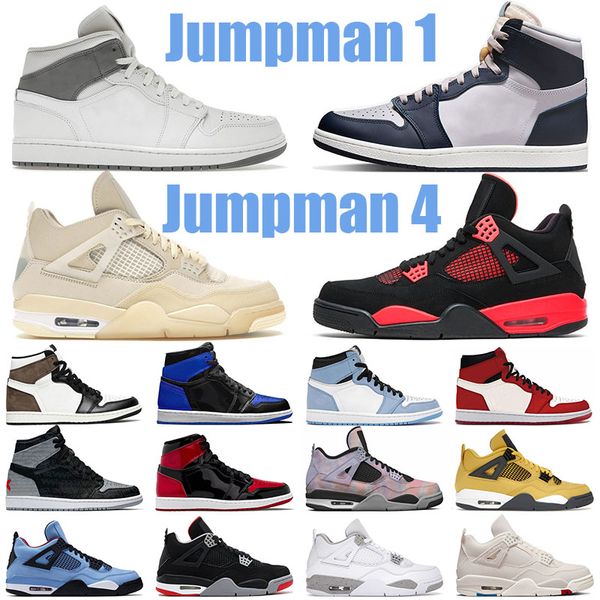 

4 jumpman 1 men basketball shoes designer woman us 13 rebellionaire bred patent 4s red thunder white oreo canvas sneakers sports trainers 1s