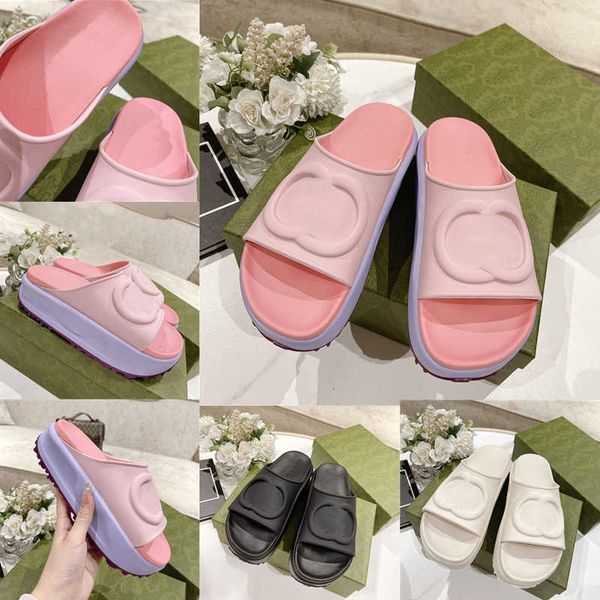 

designer womens g sandals heels slippers dress shoes luxury fashion platforms jelly rubber women wedge slippers flip flops slide 35-41, Black