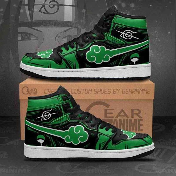 

akatsuki sneakers green custom anime shoes, Black
