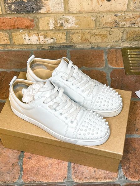 

couple's men casual shoes brand sneakers red soles spikes sneaker genuine leather platform outdoor walking flat sports trainers size35-, Black