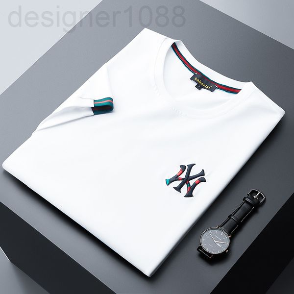 

men's t-shirts designer white short sleeve t-shirt men's summer mercerized cotton round neck half t-shirt clothes slim fitting emb, White;black