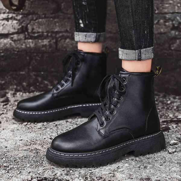 

martin boots men 2022 autumn new british style high leather boots men's work clothes military winter versatile men's, Black