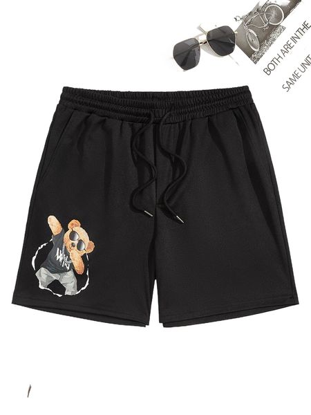 

men cartoon graphic slant pockets track shorts v4xj#, White;black