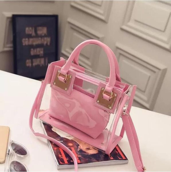 

tz designer tote bag fashionable transparent two pieces of the mother bag women fashion beach shoulder bags pu totes
