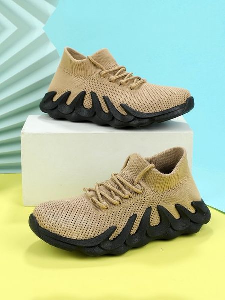 

boys lace up front hollow out chunky sneakers she, Black