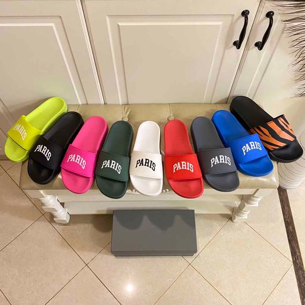 

men women's mules slipper rubber summer pool slide sandals bbb paris designer luxury fashion 3d embossing logo ladies beach flat flip f, Black