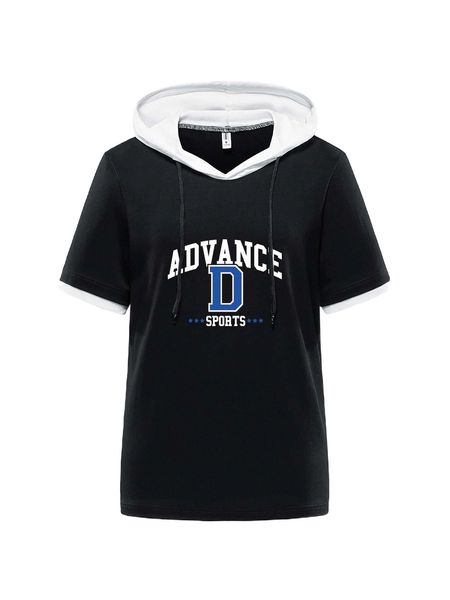

men letter graphic colorblock drawstring hooded 2 in 1 tee g6hc#, White;black