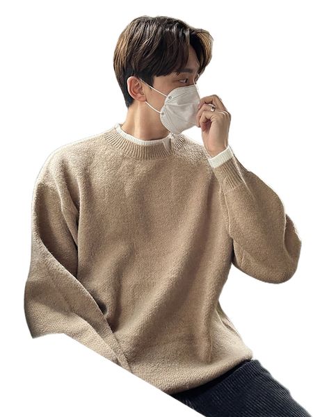 

dazy men contrast trim drop shoulder sweater 62il#, White;black