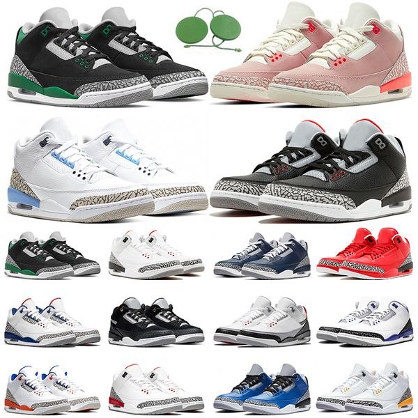

jumpman 3 3s mens basketball shoes pine green midnight navy cardinal red court purple laser orange fragment katrina cool grey black cement u
