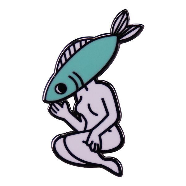 

blue fish girl enamel pin brooch lucky mermaid badge cartoon fashion jewelry gift