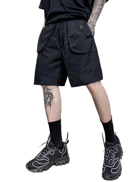 

men slant pockets drawstring waist shorts t6j6#, White;black