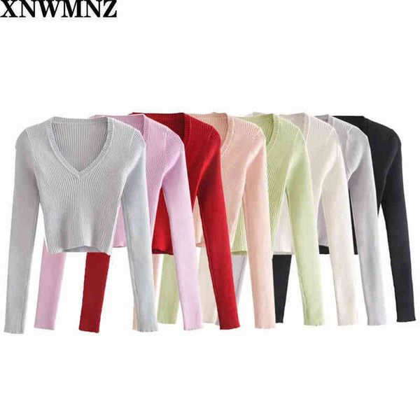 

xnwmnz fall crop sweater kawaii cute s knitted pink women winter clothes pullover za 210513, White;black