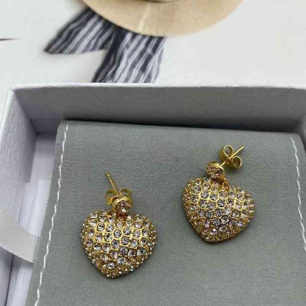 

2022 factory wholesale new saijia heart-shaped medieval diamond love small fragrant wind female celi personality trend minority earrings, Golden