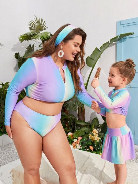 

plus 1set ombre zip up bikini swimsuit u5r2#, White;black