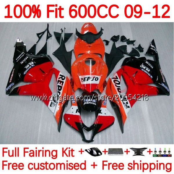 Corpo OEM per HONDA CBR600 CBR 600F5 600 RR CC F5 09-12 Carrozzeria 146No.8 CBR-600 CBR600RR 09 10 11 12 CBR 600RR 600CC 2009 2010 2011 2012 Carenature ad iniezione arancione caldo