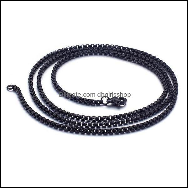 

chains necklaces pendants jewelry 2.5/m black round box chain necklace for men stainless steel mens link fashion w dhyxz, Silver