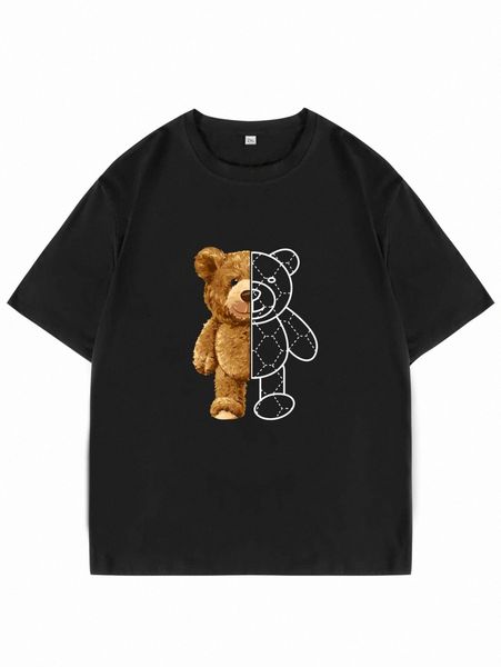 

extended sizes men bear print tee c9yb#, White;black