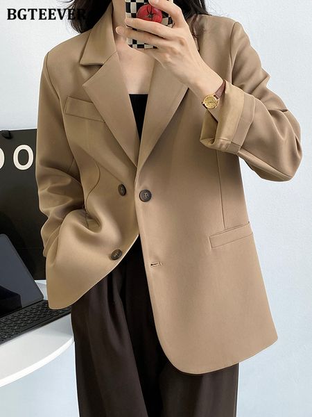 

chic ladies notched collar suit jackets causal full sleeve double breasted loose women blazer female outwear 2022, White;black