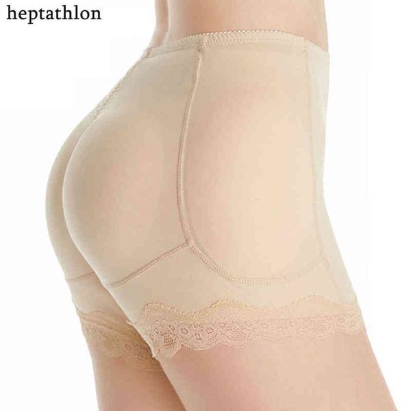 Heptathlon Mulheres Controle Calcinhas Sem Emenda Shaper Shaper Acolchoado Butt Lifter Corpo Shapewear Hip Hip Enhancer Curto Elastic Slimming Underwear Y220411