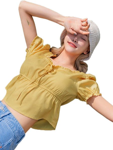 

dazy solid frill trim tie front blouse z0ql#, White