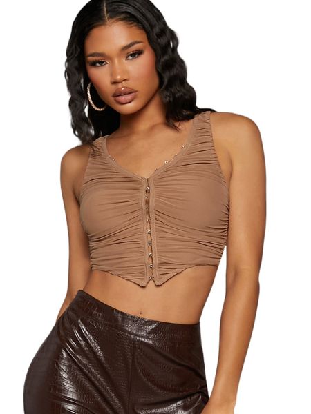 

hook and eye ruched mesh tank e0be#, White