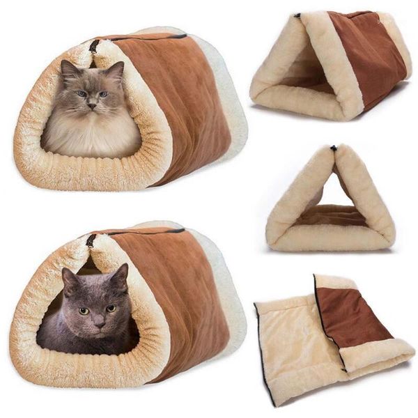 Кошачьи кровати мебель зима теплый коврик для домашних животных с пещеры с самим собой с самопогревающим тепловым ядром без электрических одеяла.