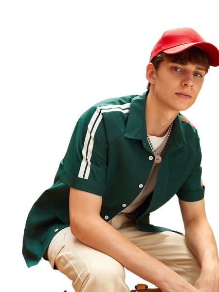 

men contrast side seam raglan sleeve shirt 55ci#, White;black