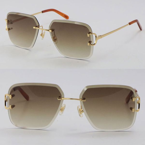 

new model metal rimless delicate fashion sunglasses male 00920 driving glasses c decoration designer 18k gold frame 7 color lens uv400 sun g, White;black