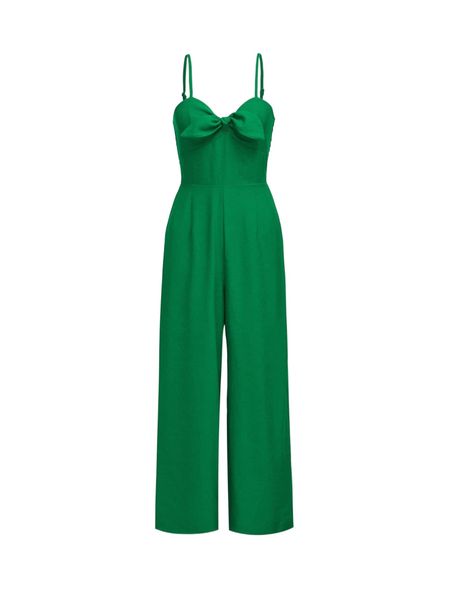 

mod bow front shirred back cami jumpsuit r0re#, Black;white