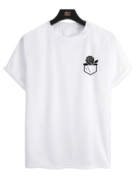 

men floral print tee n430#, White;black