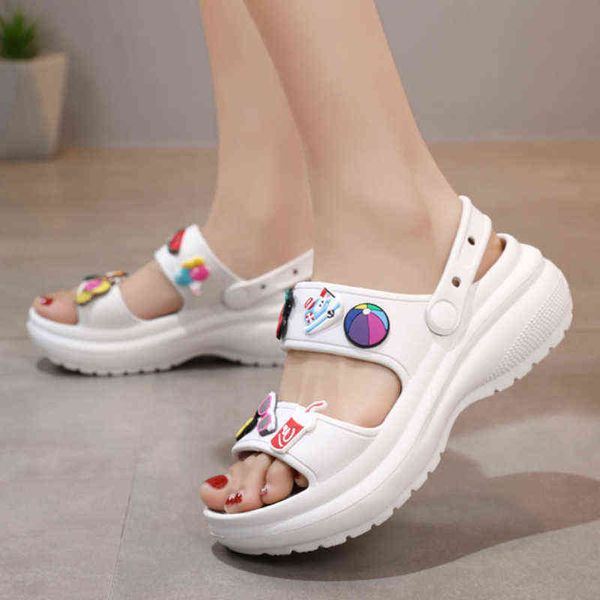 

sandals 2022 summer new platform sandals wedges shoes for women thick sole fashion casual beach ladies and flat slippers 220623, Black