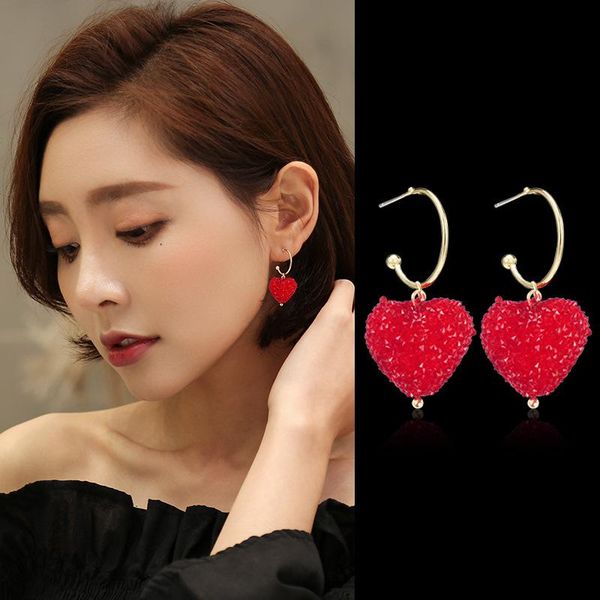 

stud trendy fashion women s925 silver needle heart earrings temperament personality korean five-pointed star cute, Golden;silver