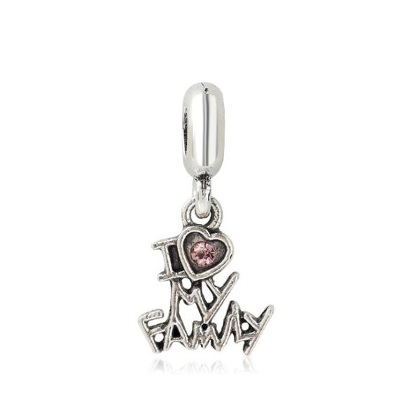 

love family charm bead big hole fashion women jewelry european style for diy bracelet necklace panza007-87, Bronze;silver