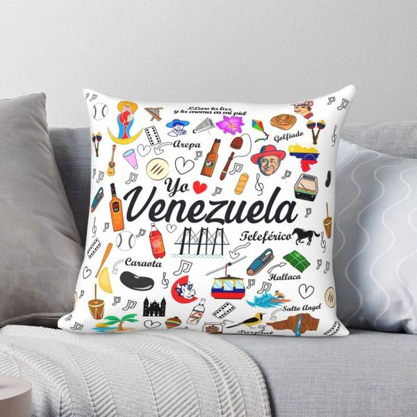 Yastık kasası Venezuelan Pride Square Square Square Polyester Linen Velvet Baskılı Zip Dekor Araba Yastığı Casepillow