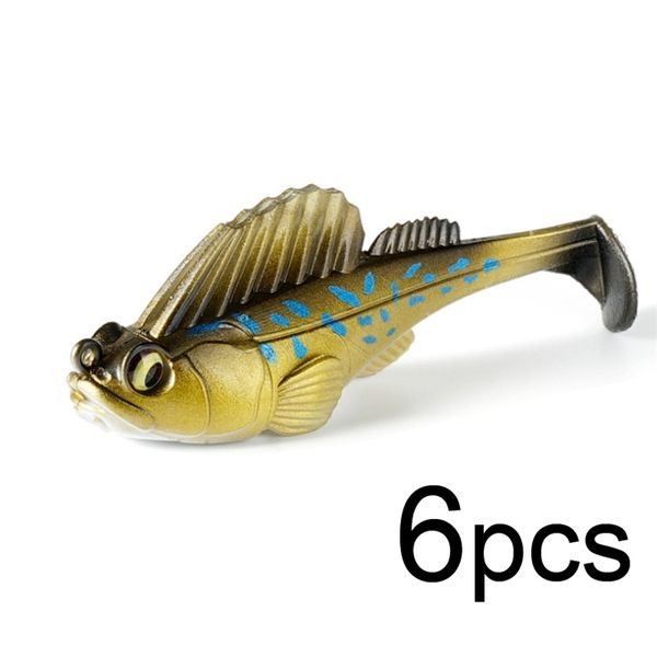 6pcslot pesca isca macia baixo de água doce Dark Sleeper Swimbaits pesca pique iscas bass shad para truta poleiro 220523