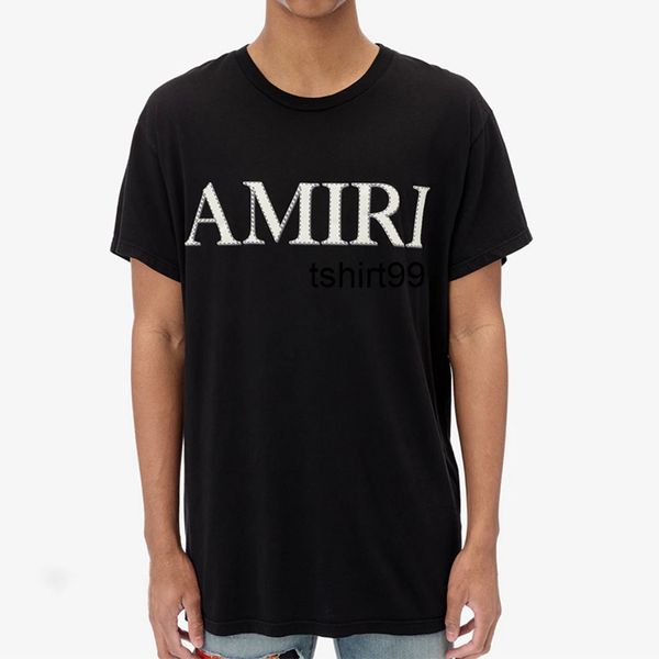 

amirs 22ss fashion brand chest three-dimensional letters lovers loose same style high street short sleeve t-shirt men, White;black